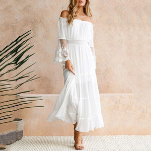 Elegant White Color Lace Dress