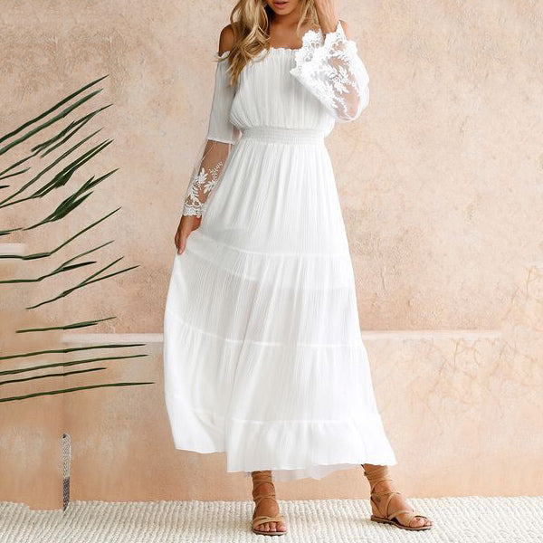 Elegant White Color Lace Dress