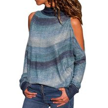 Load image into Gallery viewer, Geometric Printing Lady's Knitted Strapless Tops Turtleneck Long Sleeve
