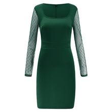 Load image into Gallery viewer, Mesh Stitching Long Sleeve Bodycon Dress

