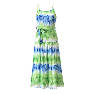 Water Ripple Print Sling Dress