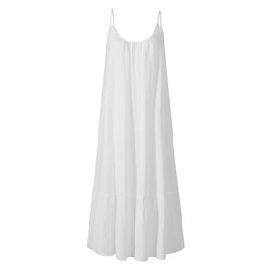 Solid Color Ruffled Sling Dress