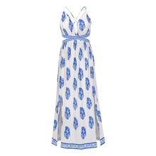 Load image into Gallery viewer, Printed Slit Backless Lace Up Vacation Maxi Dress
