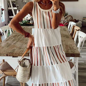 Contrasting Color Sleeveless Dress