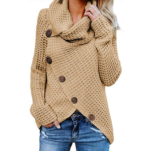 Fashion Button Turtleneck Sweater