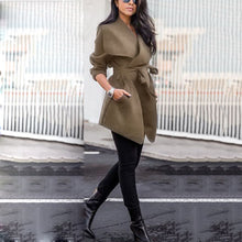 Load image into Gallery viewer, Simple Lace Up Woolen Coat

